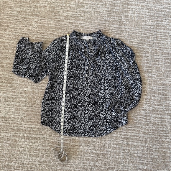 LOFT Ruffled Neck Henley Blouse - Picture 3 of 4